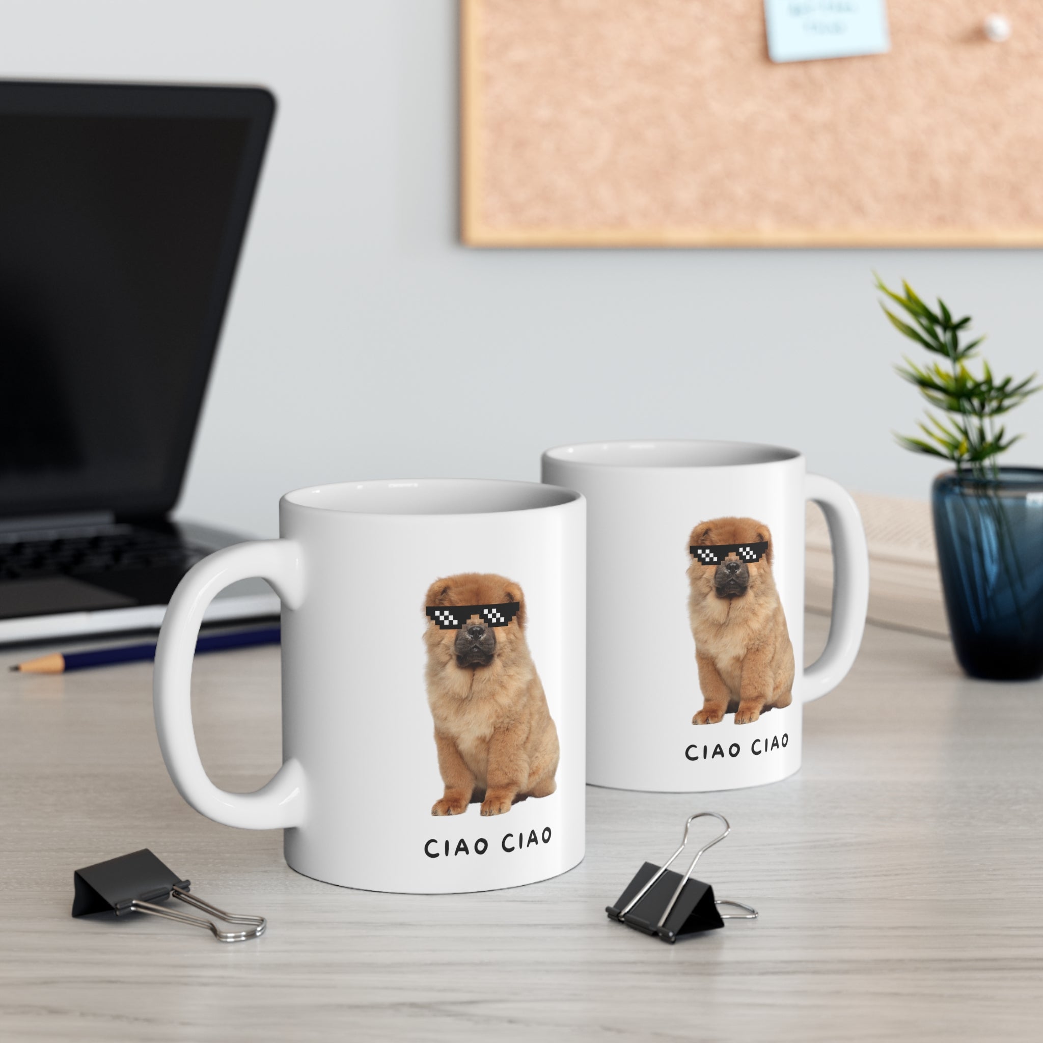 Chow Chow in Pixel Sunglasses Mug